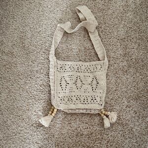 Urban Outfitters Beige Crochet Shoulder Bag